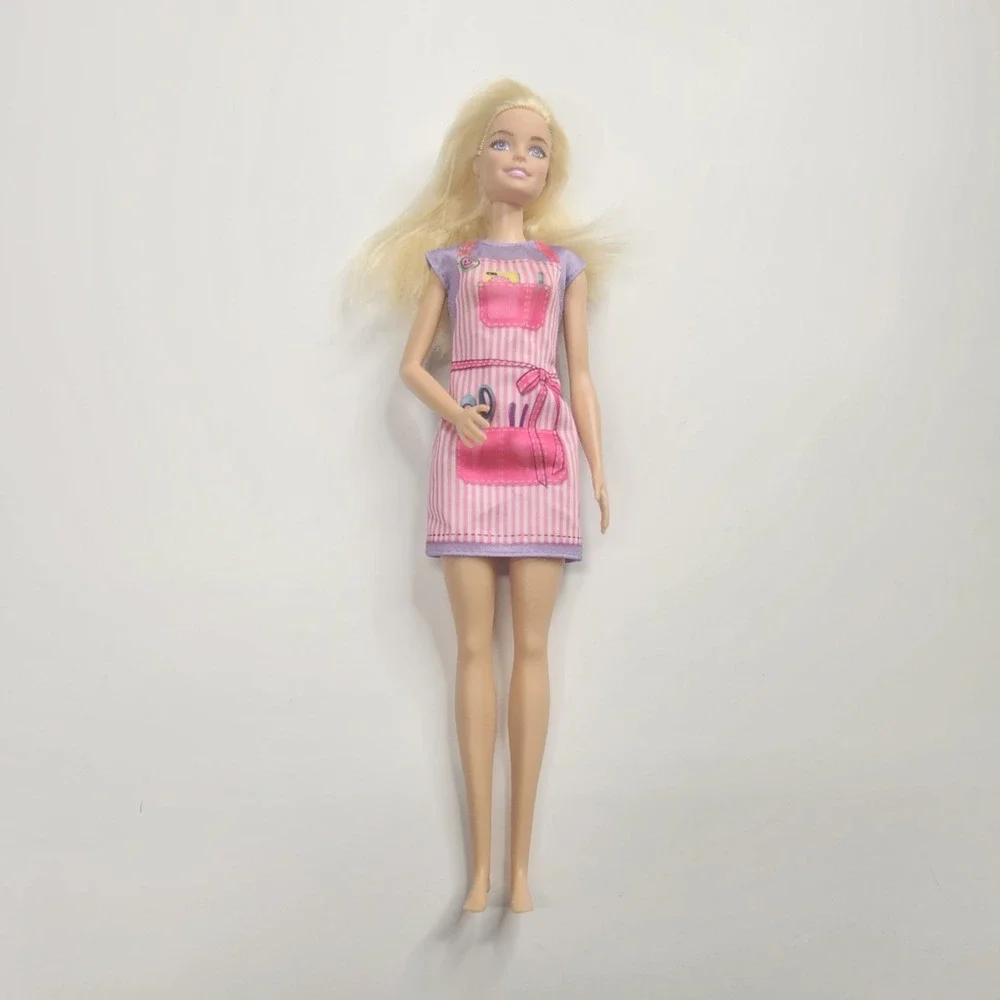Barbie Florist Doll Mattel 2015 You Can Be Anything Career Pink Striped Apron